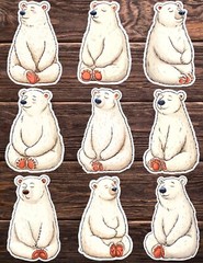 Peaceful Polar Bear Die Cut Vinyl Stickers Set Scrapbooking Laptop Waterbottle