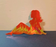 Vintage Stickers MUD FLAP GIRL Glossy Foil Vending Sticker VTG PVI Flames 01