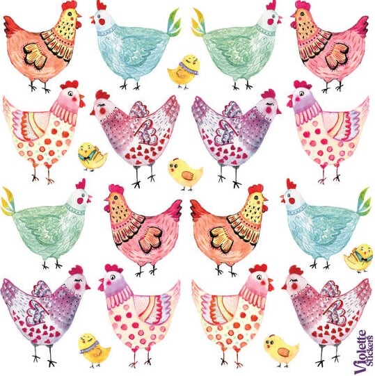 Violette Stickers Bright Counrty Chicken Love Craft Planner Supply Scrapbook