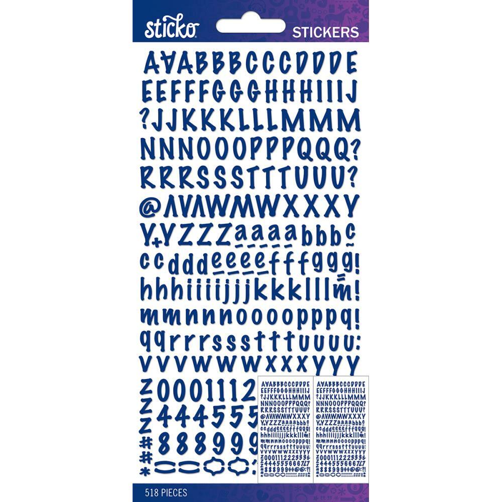 Crafts Stickers Sticko Cobalt Blue Marker Small Alphabet Numbers Letters