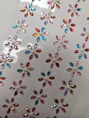 CraftbuddyUS 52 x18mm Crystal Stick on FLOWERS Self Adhesive MIXED Diamante Gems