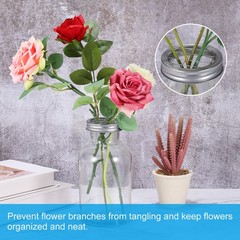 Flower Frog Lid 2.4inch, 8 Pcs Metal Round Floral Vase Insert Arranger, Silver
