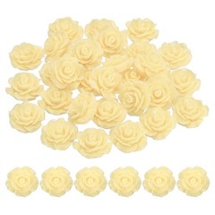 20mm Rose Flower Resin Cabochon, 30 Pcs Mini Rose Flower Resin, Light Yellow