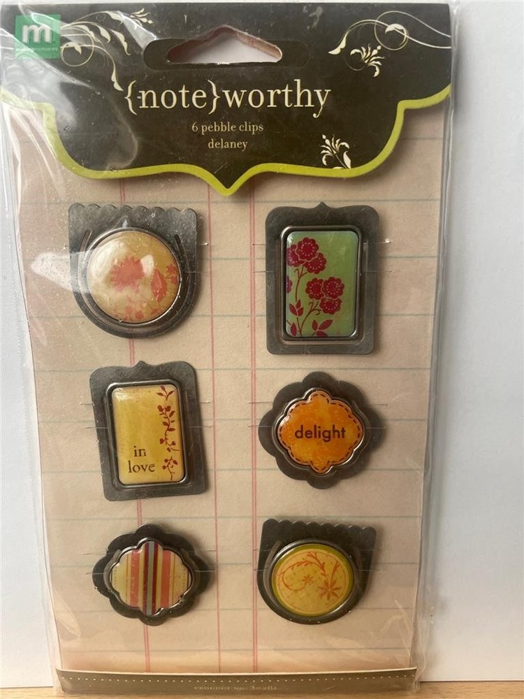 NEW Making Memories {note} worthy PEBBLE EPOXY PAPER CLIPS DELANEY NOTEWORTHY