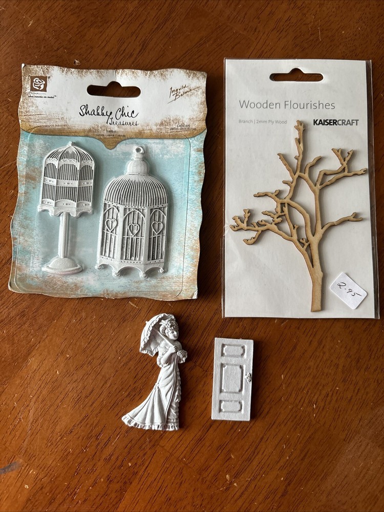 Shabby Chic & KaiserCraft Lot New Tree Birdcage Lady Door Adornments Craft