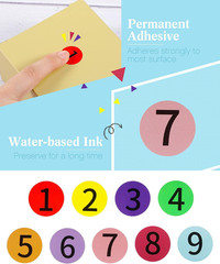 4500 Pieces 9 Roll Circle Number Sticker 1-9 Inventory Stickers 9 Colors Sticky