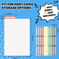 AKONEGE 50 Pack Comic Book Dividers with Tab and 4 11.25″ x 7.25″, White