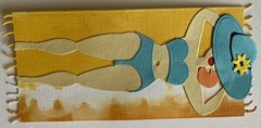 LADY ON BEACH TOWEL “Pre-Made”Die-Cut(1pc)Lake•River •Swim•Swimsuit•Card Making•