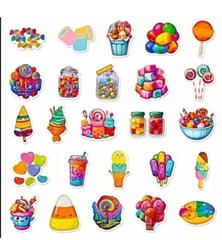 75 Piece Small Candy Lollipop, Cucumber, And Pineapple Stickers