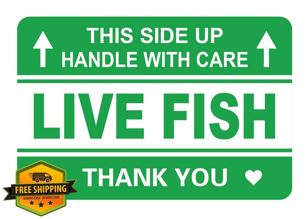 Live Fish Shipping Stickers 2×3 Inch 200pcs