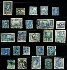 25 Blue Teal Slate Worldwide Used Stamps Color Lot — Crafts Art (WM255)
