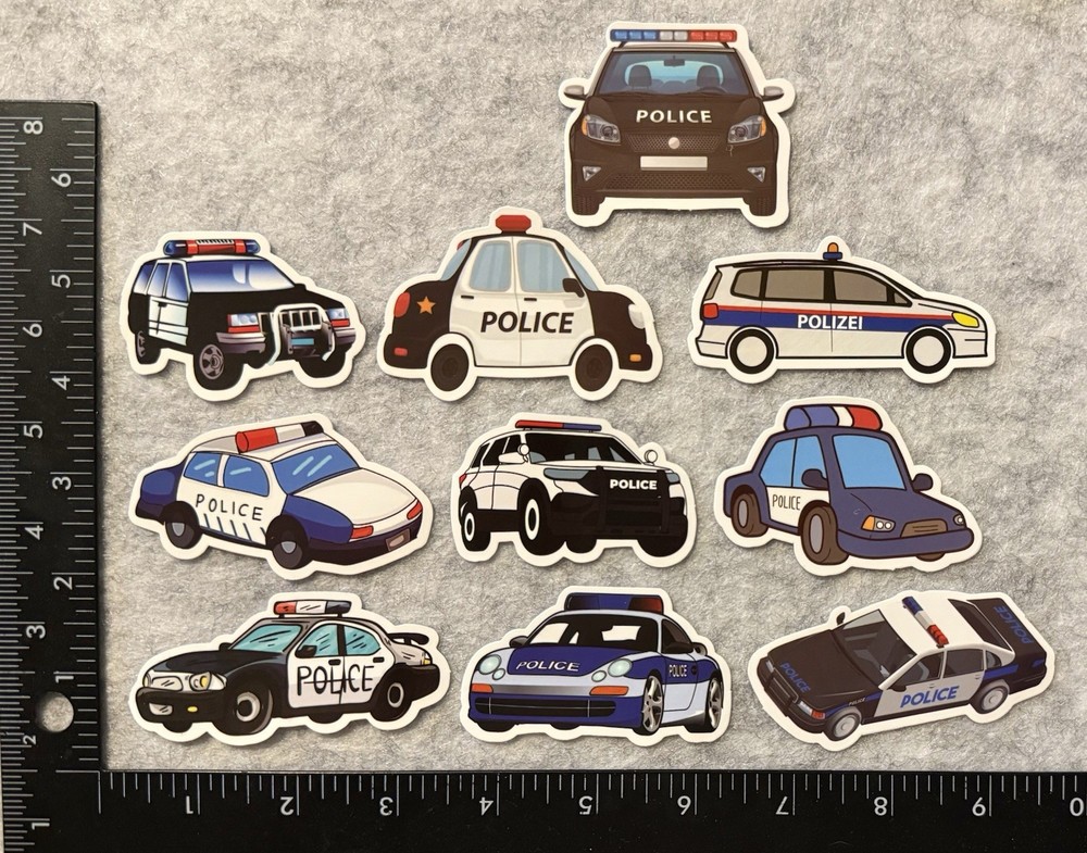 Lot of 10 Assorted Police Car Stickers