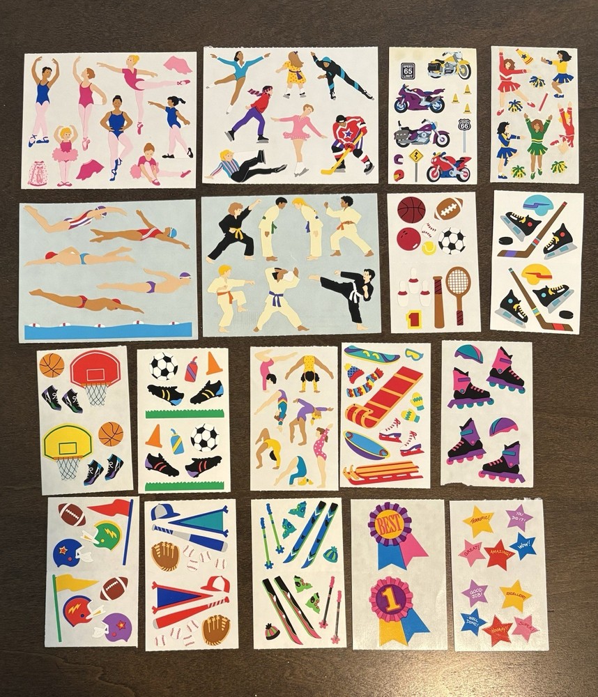 Vintage Mrs. Grossman’s Sticker Lot “Sports” 18 sheets over 100 stickers