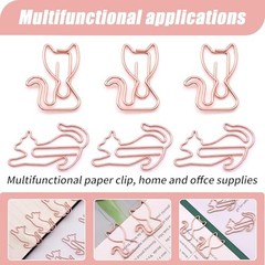 80 Pcs Rose Gold Cat Creative Metal Paper Clips – Fun Office Rose Gold Catg