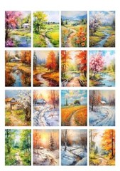 Decoupage Paper Pack 35 Sheets 6″x8″ Bright Colourful Landscapes of Forests i…