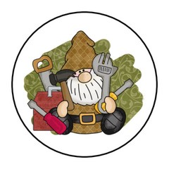 30 FATHER’S DAY GNOME ENVELOPE SEALS LABELS STICKERS 1.5″ ROUND TOOLS DAD