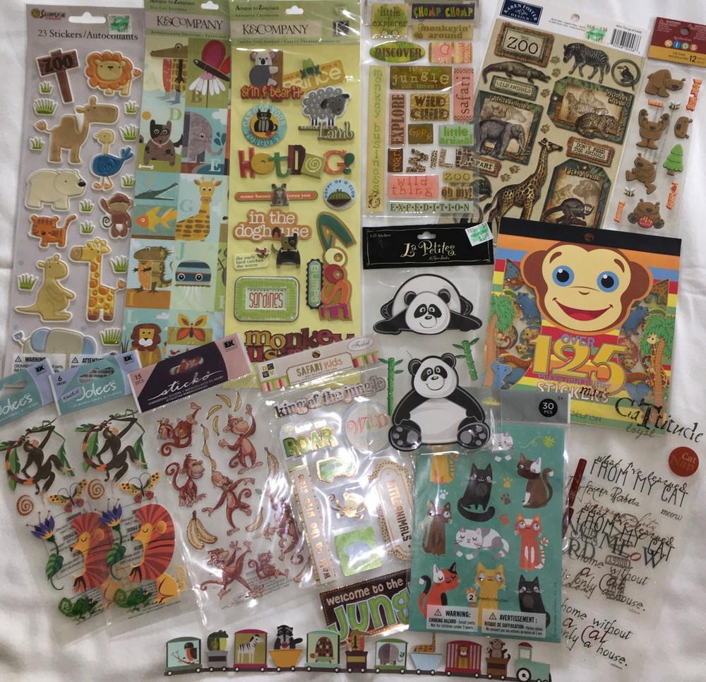 Zoo Animals Safari Scrapbooking stickers Lot