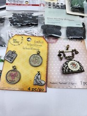Lot of Scrapbooking Embellishments Buttons Beads Glass Beads Charms Pendants