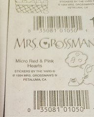 Mrs. Grossman’s Stickers Lot of 10 Strips ~Micro Pink & Red Hearts~ Vintage 1984