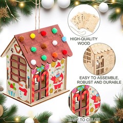 DoubleFill 60 Pcs Wood Gingerbread House Craft Kit for Kids DIY Wooden Christ…