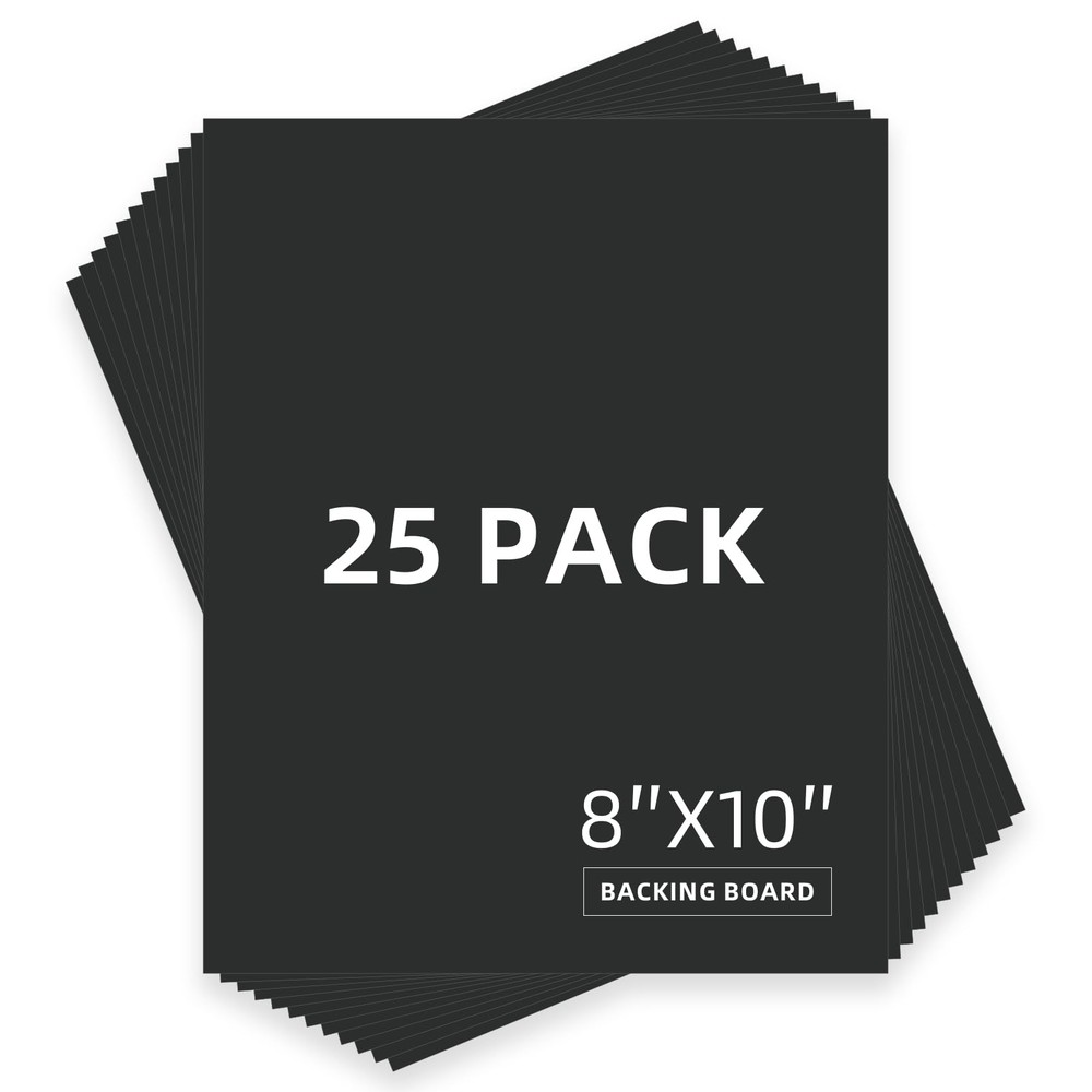 25 PCS Backing Board 8×10 Inch Uncut Black Matboard Acid Free For Art Print