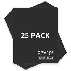 25 PCS Backing Board 8×10 Inch Uncut Black Matboard Acid Free For Art Print