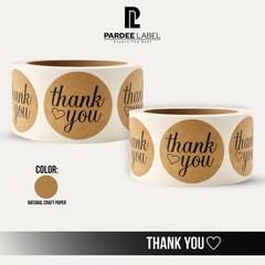 Thank You Stickers- Natural Kraft Paper 2″ Circle – 250 Labels Per Roll