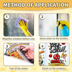 8 Sheets Back to School Window Clings,Cute School Bus Pencils Apple Window Stick