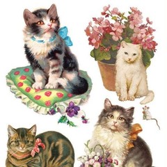 Violette Stickers – Cats – 1 Victorian Cat Sticker Sheet – Scrapbooks Stationery