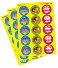 3 sheets VANILLA Scented Scratch n Sniff Stickers! 45 Stickers! TREND Birthday