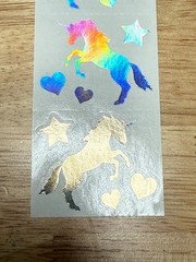 Strip of Mrs Grossman’s Vintage Silver Holographic Unicorn Stickers