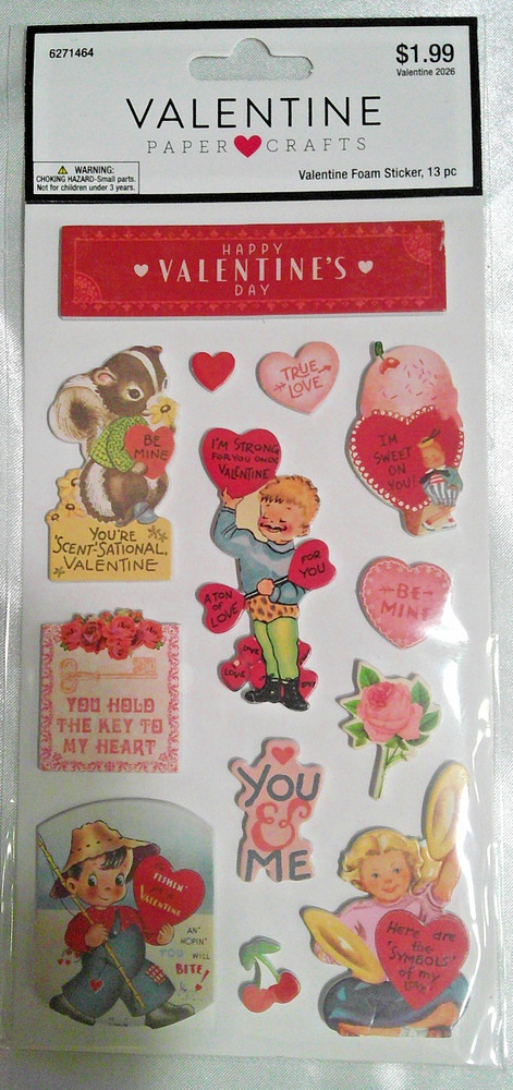 16 Valentine Paper Crafts Foam Sticker Packs