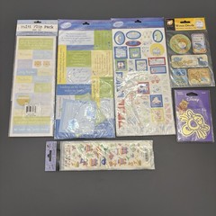 Lot of Baby Theme Boy or Girl Scrapbooking Stickers Rub-ons 1 Stencil- BRAND NEW