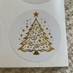 24 Gold Foil Christmas Stickers, 1.5” Holiday Envelope Seals, Gift Labels