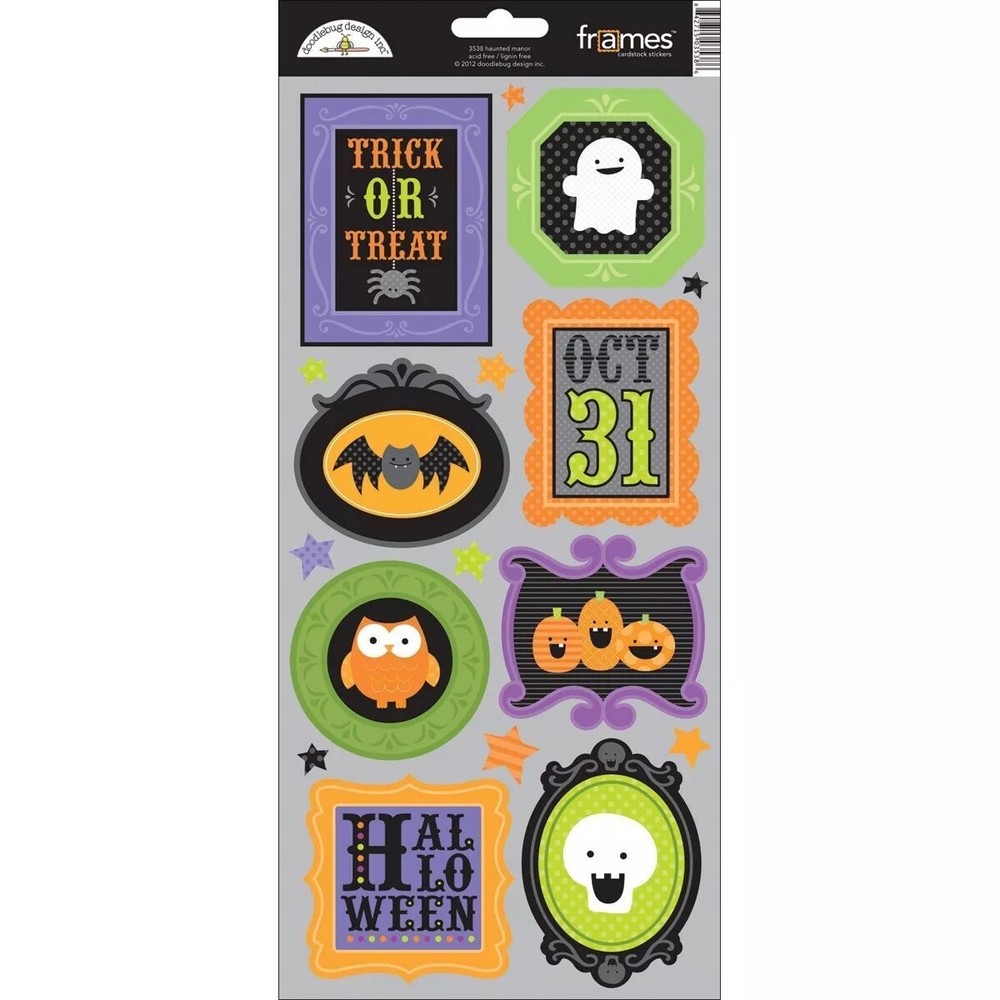 DOODLEBUG DESIGN – 12″ X 6″ CARDSTOCK STICKERS – HAUNTED MANOR – FRAMES