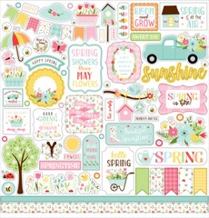 (1) 12×12 Sheet of Echo Park Paper WELCOME SPRING Scrapbook Element Stickers