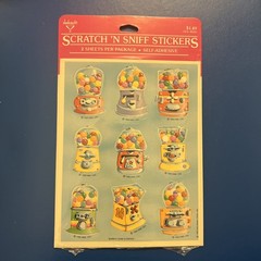 Vintage 80s Stickers Hallmark Scratch N Sniff Bubblegum Machine 1 Sheet
