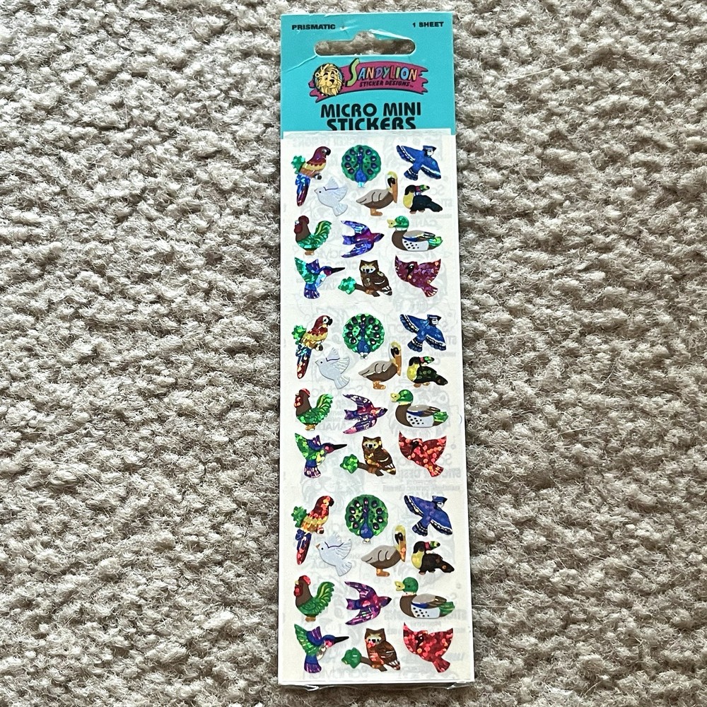 Vintage Sandylion Micro Mini Bird Prismatic Stickers 1990s