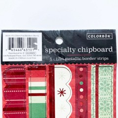 Christmas Holiday Borders Metallic Non-Adhesive Chipboard 12″ Embellishments