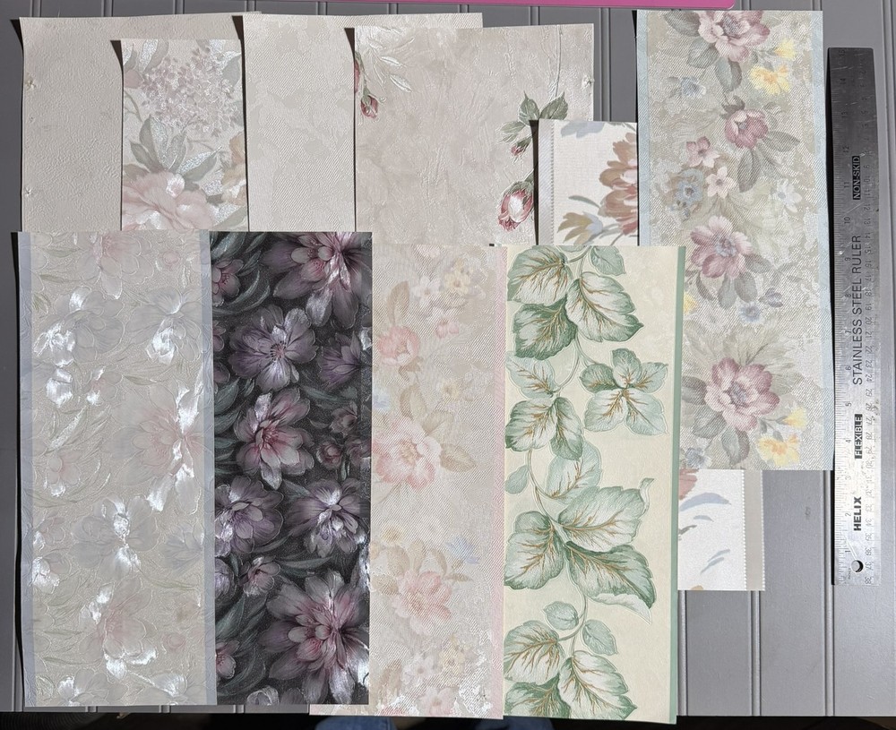 Vtge Textured Wallpaper Strips from Sample Book (10 Pieces) Set 23