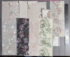 Vtge Textured Wallpaper Strips from Sample Book (10 Pieces) Set 23