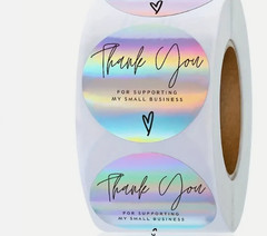 15PCS HOLO Thank You For Supporting My Business Decals Labels Craft Stickers 1in