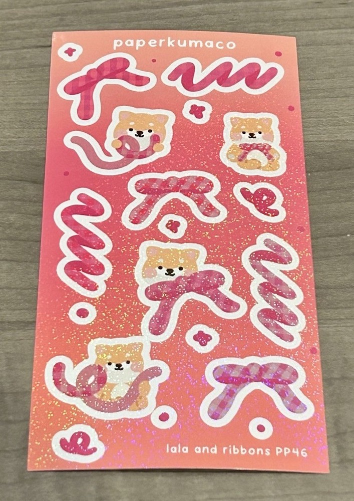 NEW PaperKumaCo “Lala & Ribbons” Sticker Sheet Paper Kuma Co Stickers