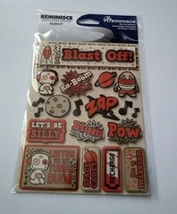 Scrapbooking Crafts Stickers 3D Blast Off Robot Pow Zap Silly Ka-Boom Rocket