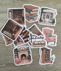 12 Vintage Bookshop Junk Journal Stickers Scrapbook Supply Papercraft Ephemera