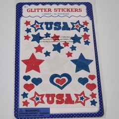 NEW Lot JULY 4 AMERICANA Scrapbook Stickers Flags Stars Glitter Rustic Wire -F