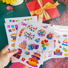 16 Sheets Happy Birthday Stickers Heart Sticker for Cards Gift Box Envelope Birt