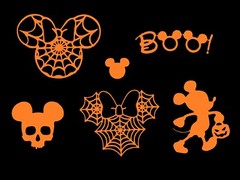 DISNEY HALLOWEEN MICKEY & MINNIE MOUSE, SPIDER, SKULLS, + (BLK, ORANGE, PURPL)