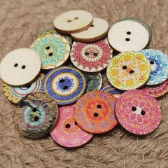 Chenkou Craft Mix Random Pattern 100pcs 1″(25mm) Large Wood Buttons Craft Sew…