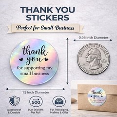 500 PCS Holographic Thank You for Supporting My Small Business Stickers – 1.5…